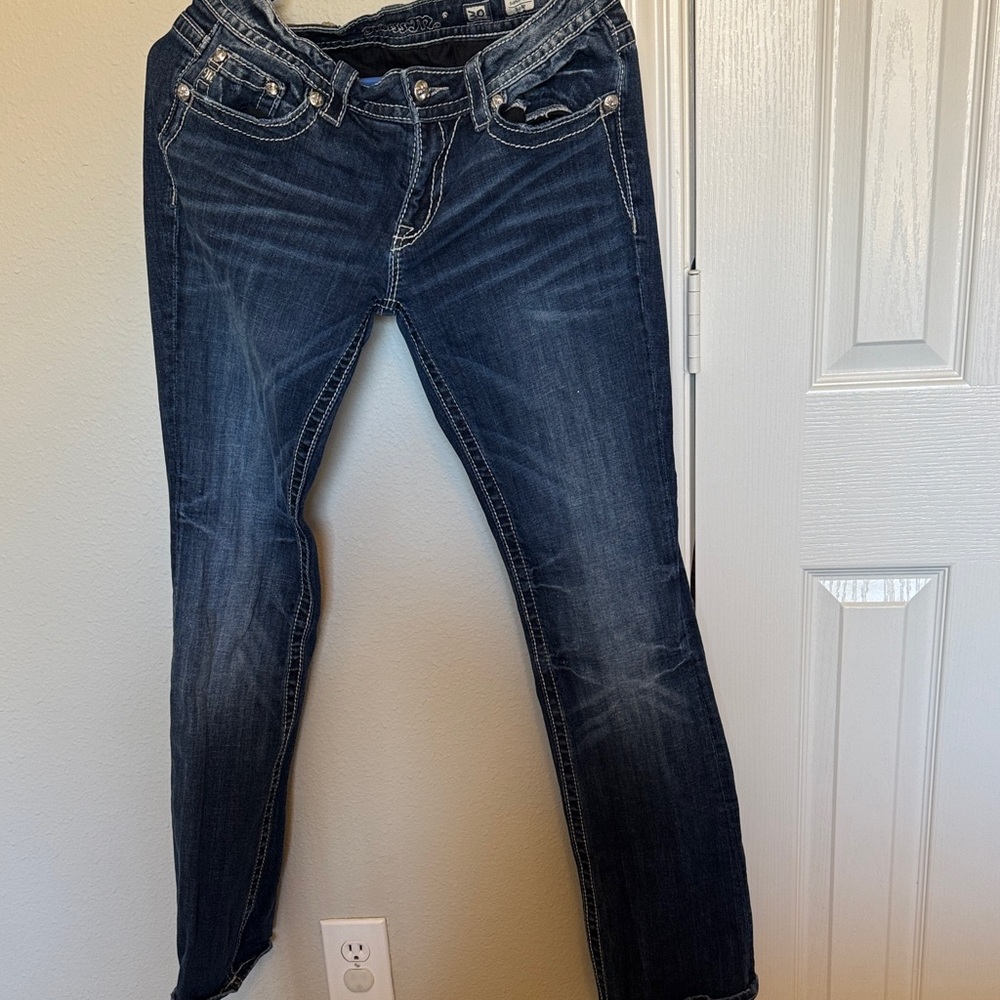 Embroidered miss me boot cut Blue Jeans - Picture 5 of 7